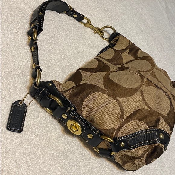 Coach Tan and Brown Signature Shoulder Bag - Picture 5 of 16